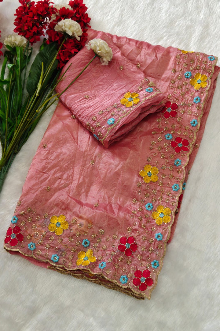 Dewlit Forest Gold Crush Silk Saree