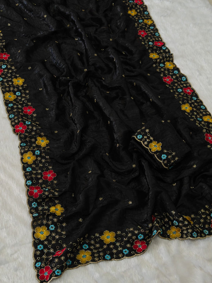 Dewlit Forest Gold Crush Silk Saree