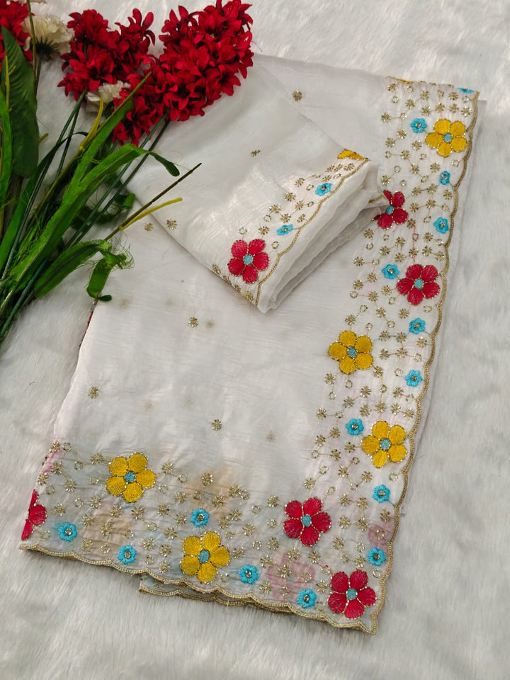 Dewlit Forest Gold Crush Silk Saree