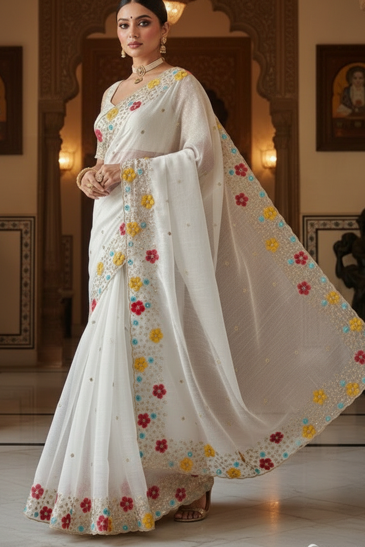 Dewlit Forest Gold Crush Silk Saree