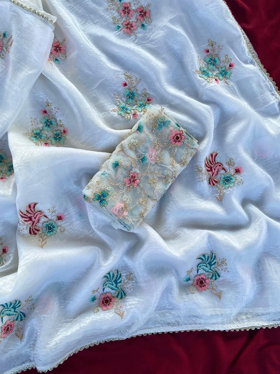 The Little Bird Crush Organza Silk Saree