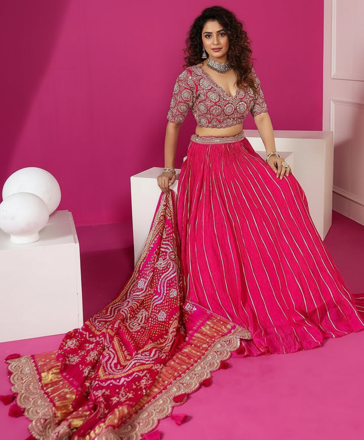 Bold Fusion Chinnon Silk Lehenga