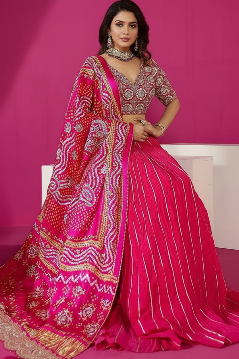 Bold Fusion Chinnon Silk Lehenga