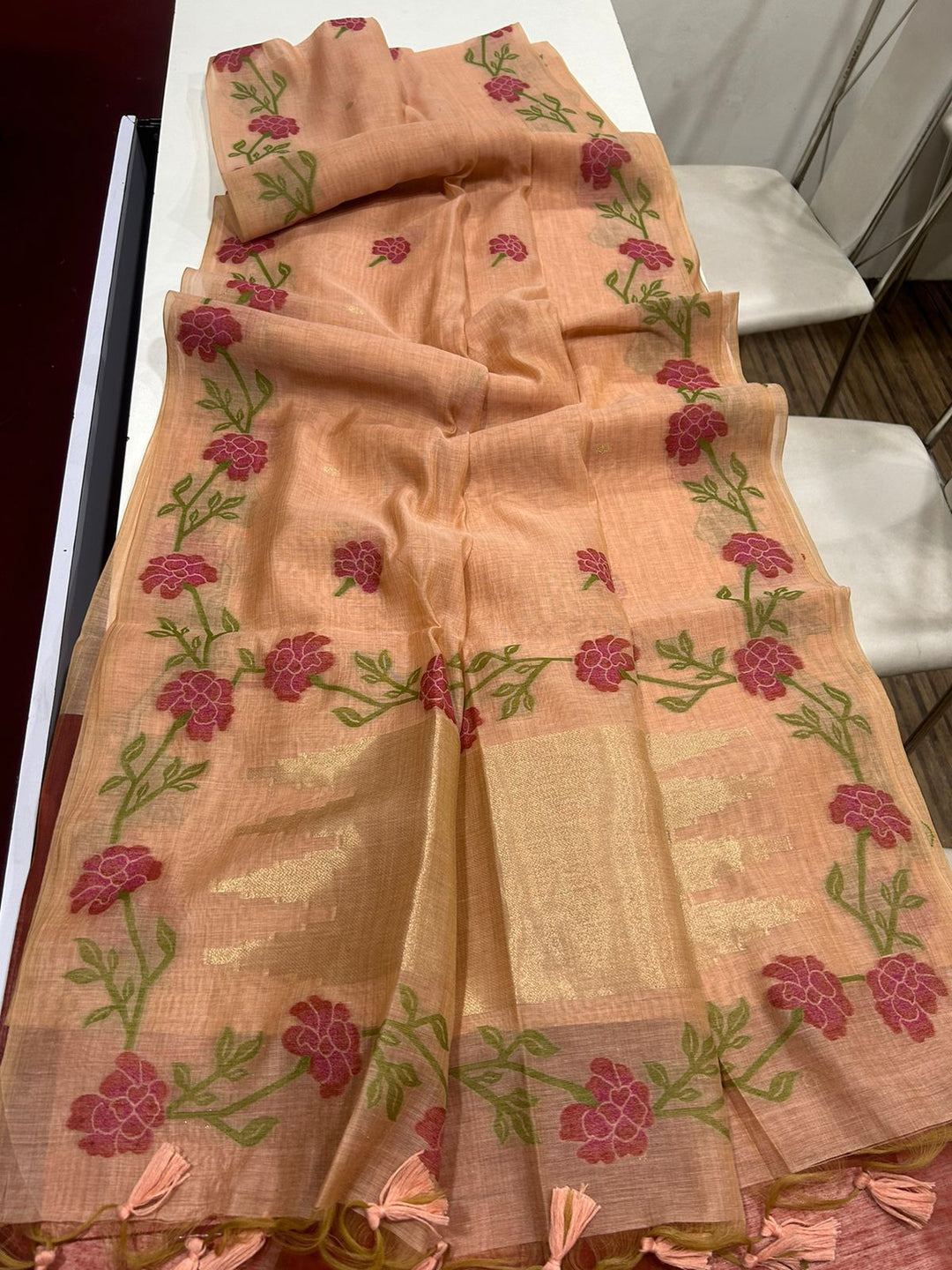 Easy Elegance Muga Silk Jamdani Saree