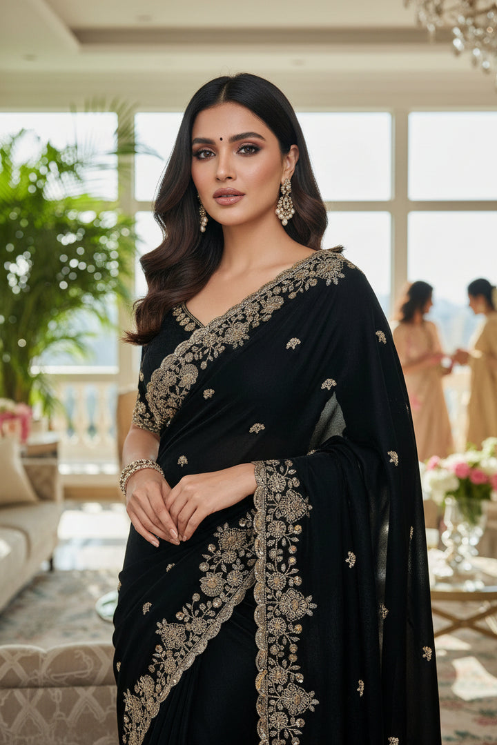 Frame Of Glow Fancy Space Silk Saree