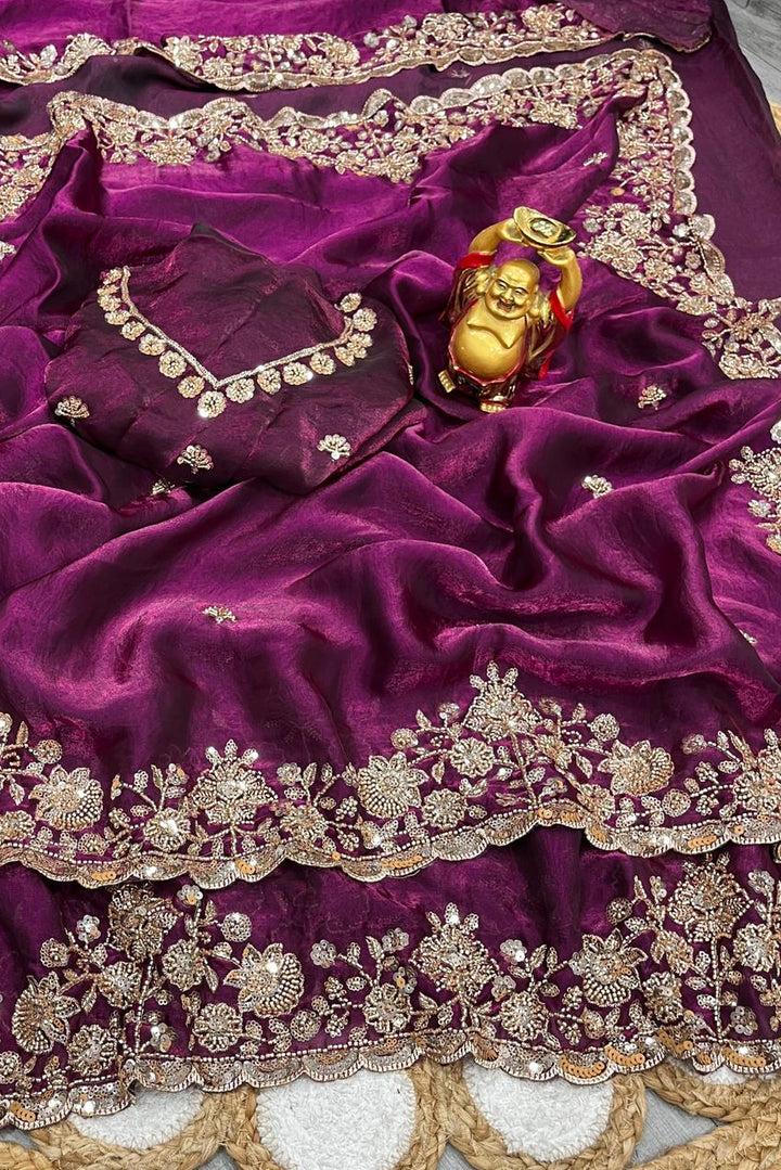 Frame Of Glow Fancy Space Silk Saree