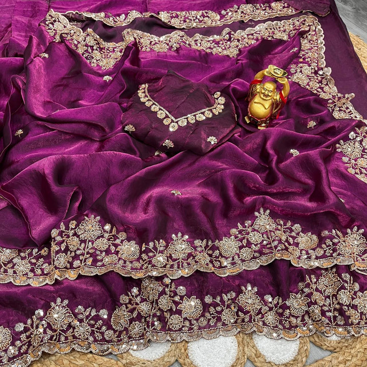 Frame Of Glow Fancy Space Silk Saree