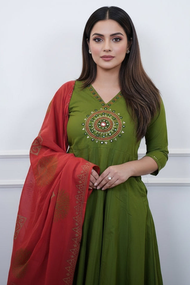 Elite Ensemble Anarkali Cotton Suit Set