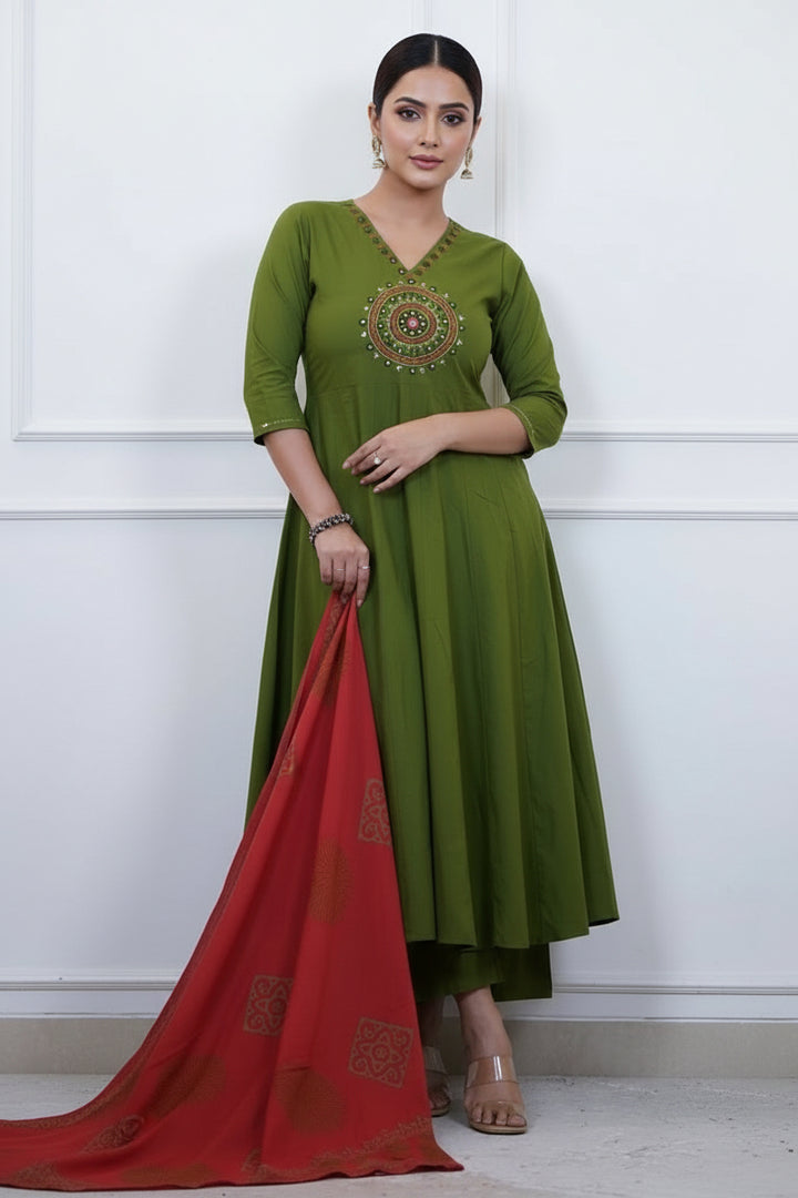 Elite Ensemble Anarkali Cotton Suit Set