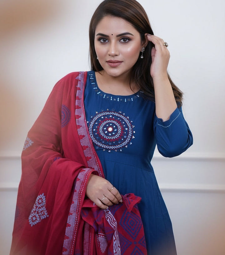 Elite Ensemble Anarkali Cotton Suit Set