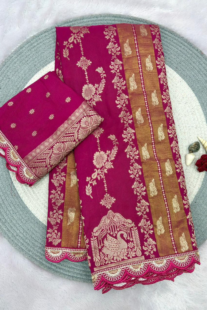 Fusion Flair Crepe Khadi Tissue Paithani Silk Saree