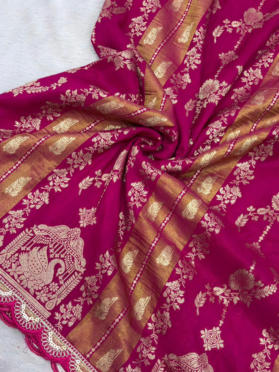 Fusion Flair Crepe Khadi Tissue Paithani Silk Saree