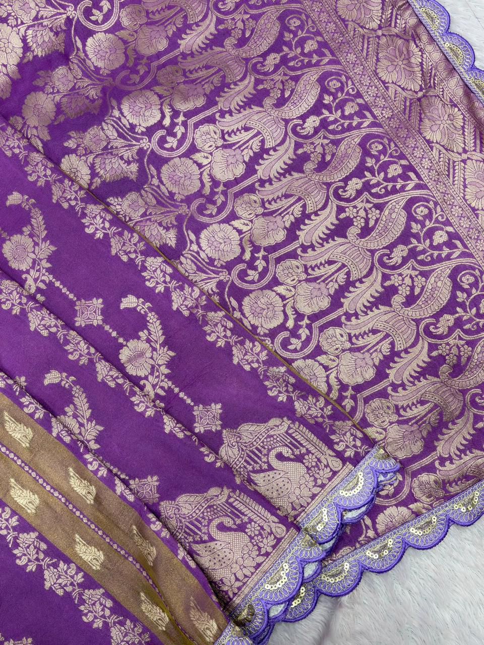 Fusion Flair Crepe Khadi Tissue Paithani Silk Saree