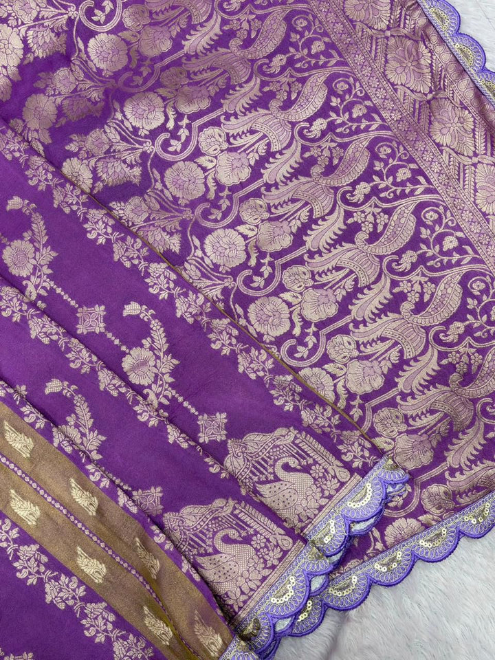 Fusion Flair Crepe Khadi Tissue Paithani Silk Saree