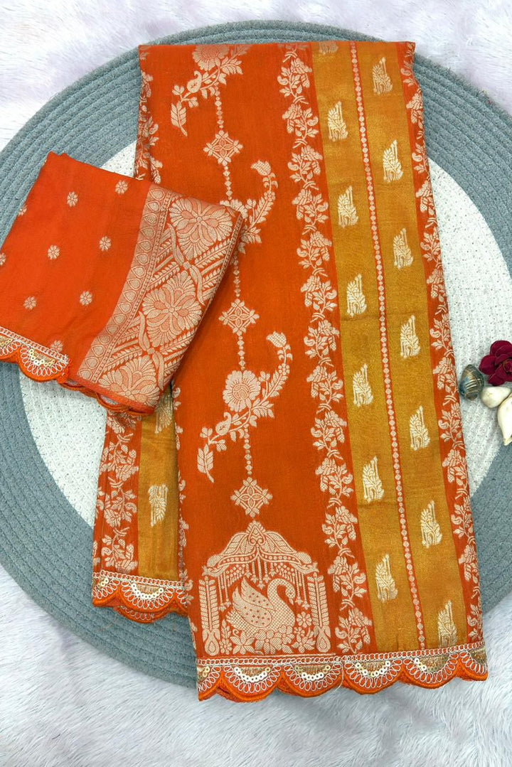 Fusion Flair Crepe Khadi Tissue Paithani Silk Saree