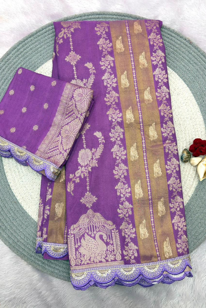 Fusion Flair Crepe Khadi Tissue Paithani Silk Saree