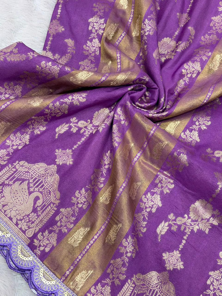 Fusion Flair Crepe Khadi Tissue Paithani Silk Saree