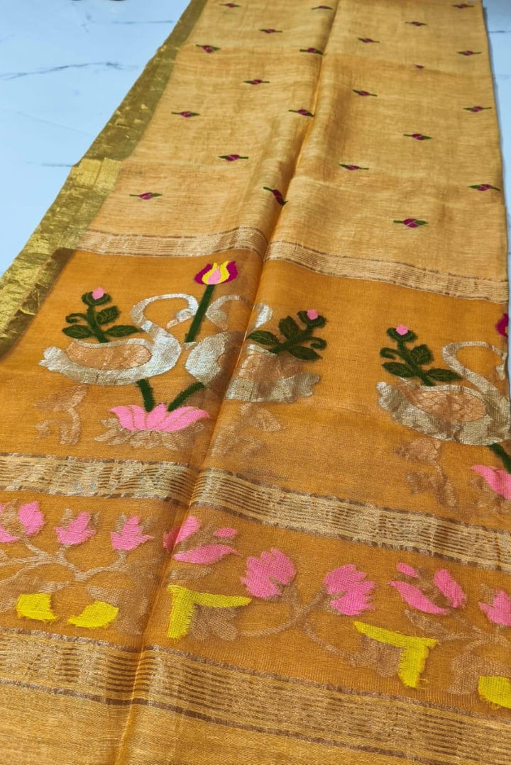 Hriday Dhwani Linen Banarasi Saree