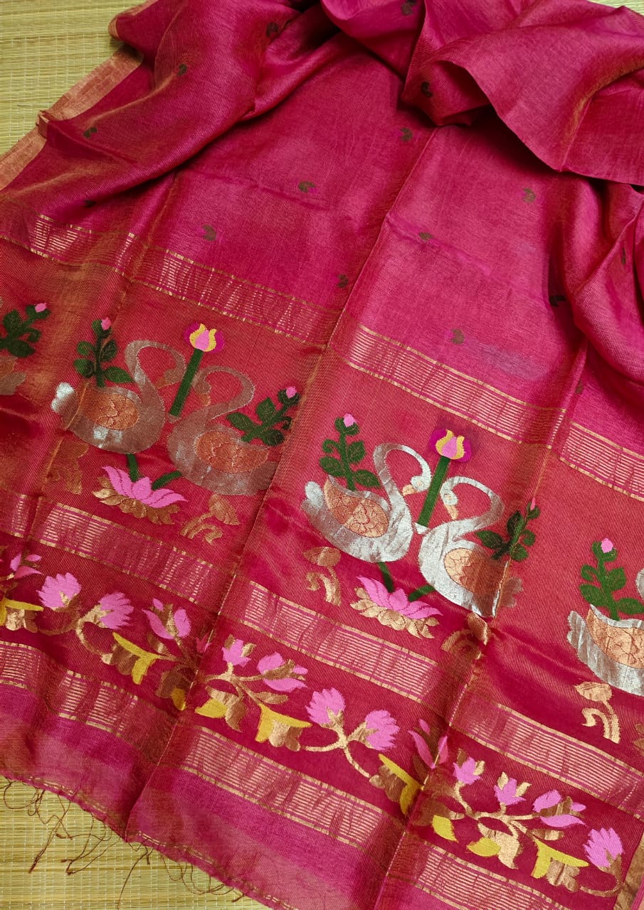 Hriday Dhwani Linen Banarasi Saree