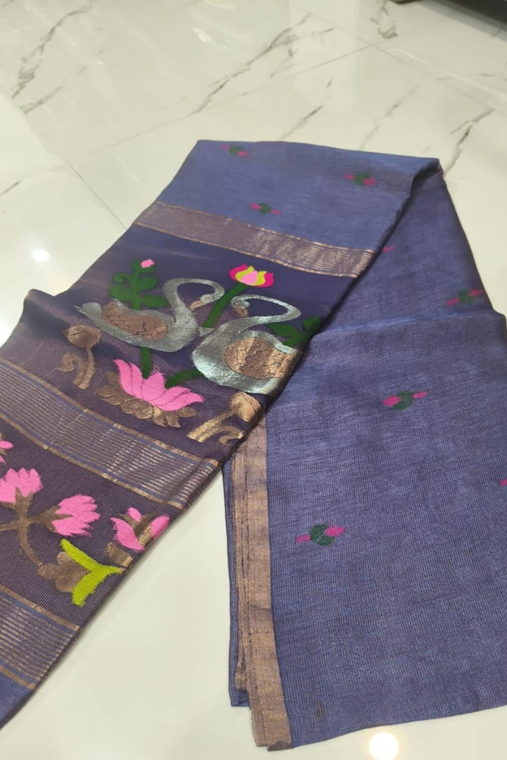 Hriday Dhwani Linen Banarasi Saree