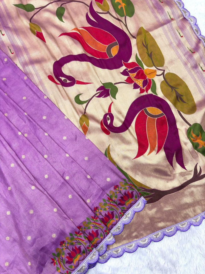 Wildfowl Design Tissue Silk Saree