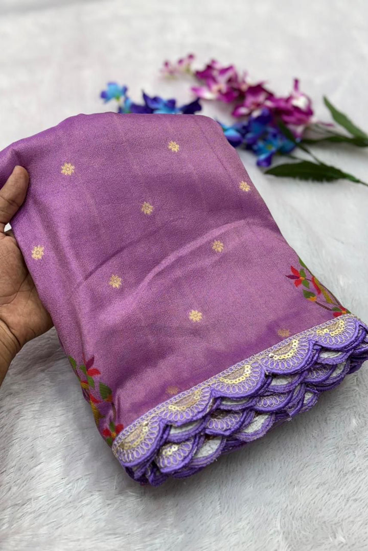 Wildfowl Design Tissue Silk Saree