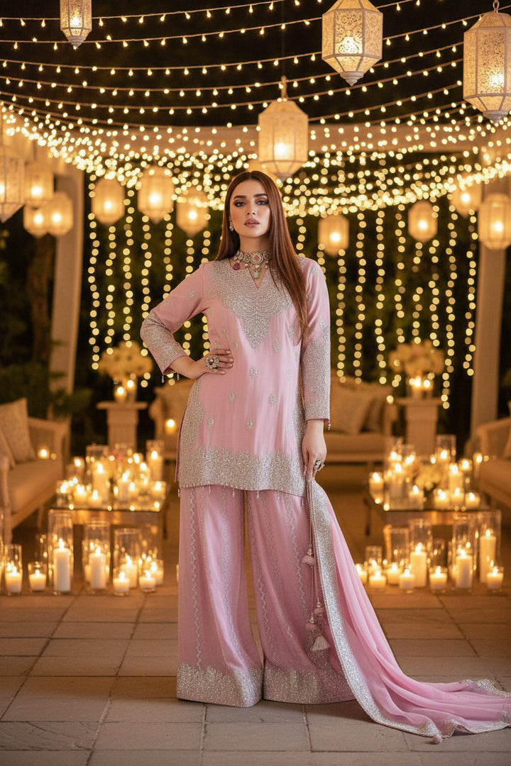 Gulabi Rani Chinnon Silk Gharara Set