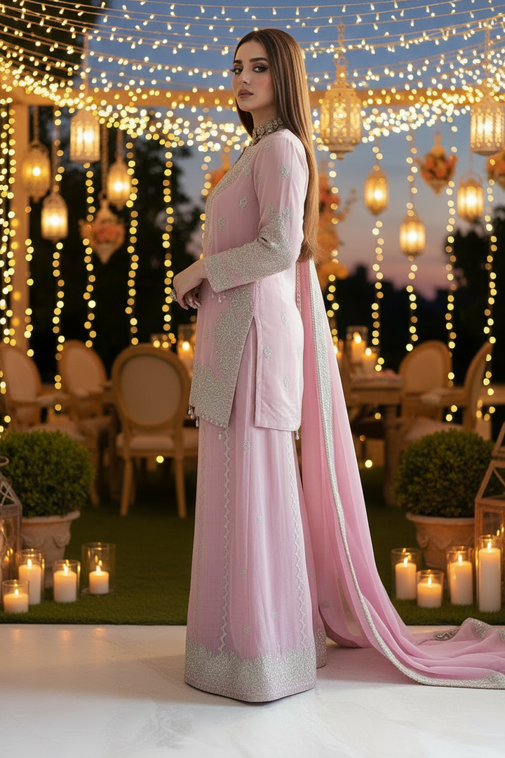 Gulabi Rani Chinnon Silk Gharara Set