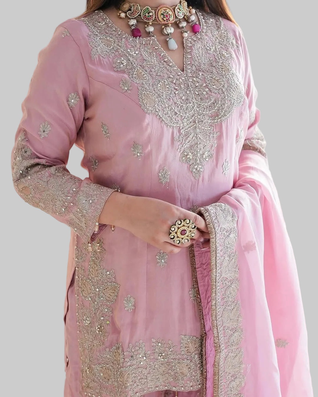 Gulabi Rani Chinnon Silk Gharara Set