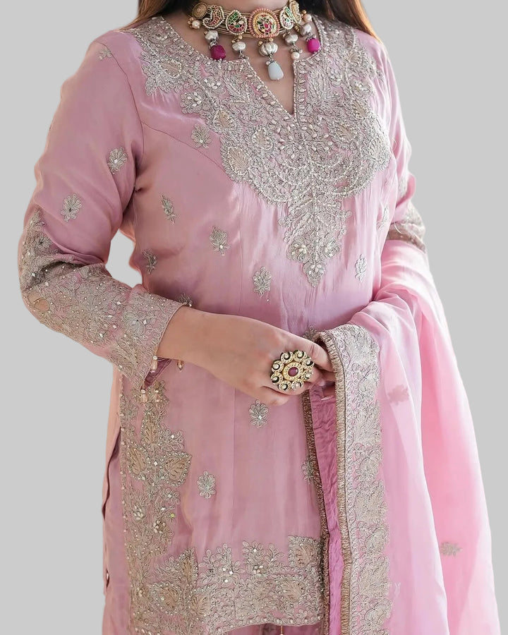 Gulabi Rani Chinnon Silk Gharara Set