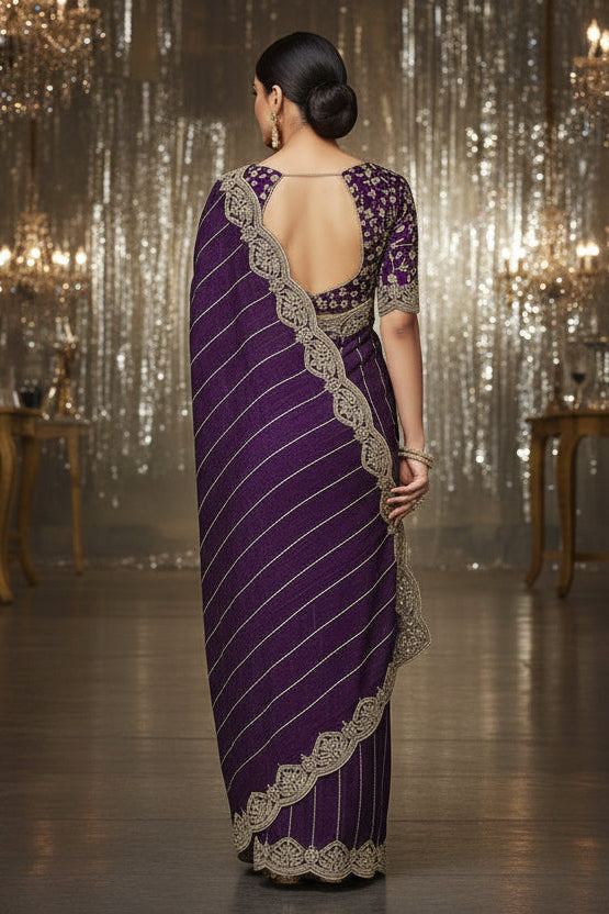 Aalaya Designer Chiffon Embroidery Silk Saree