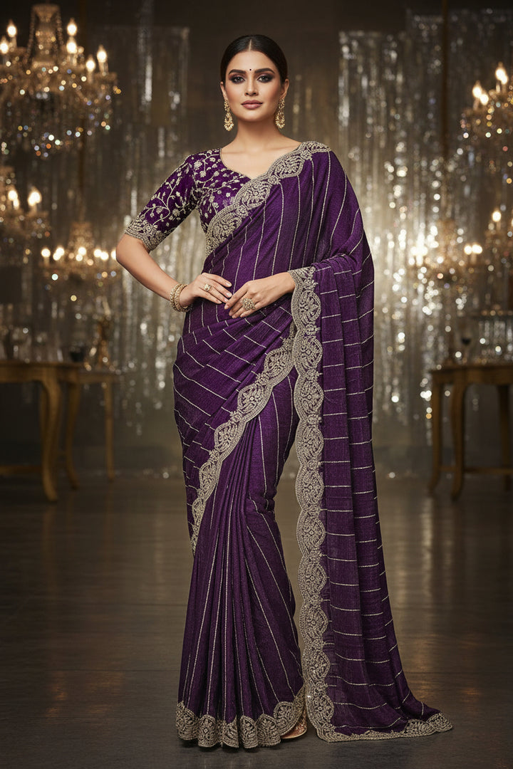 Aalaya Designer Chiffon Embroidery Silk Saree
