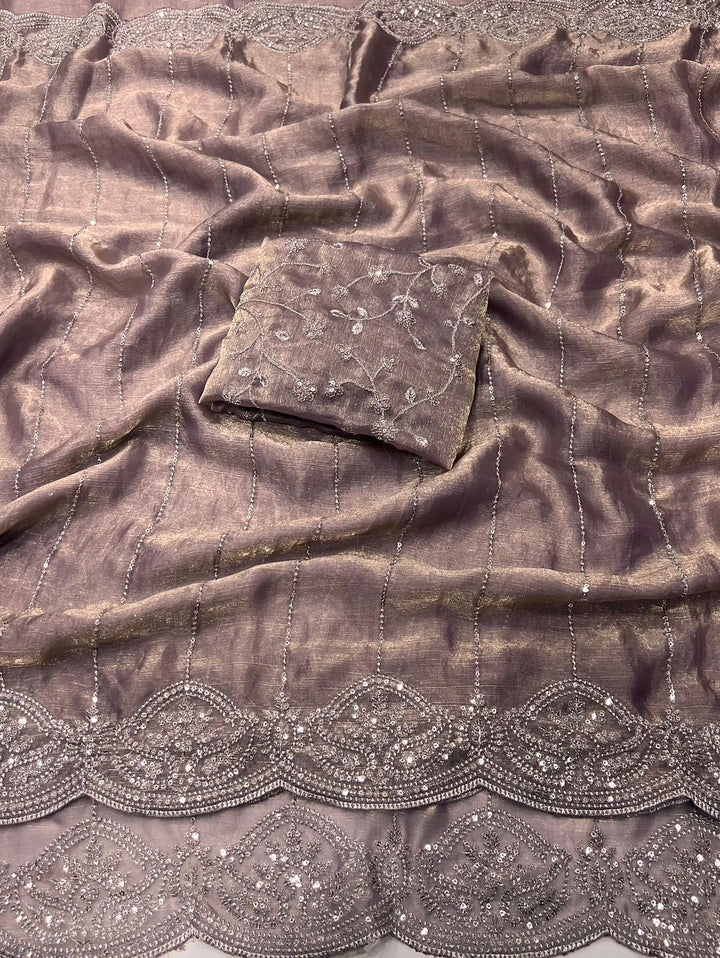 Aalaya Designer Chiffon Embroidery Silk Saree