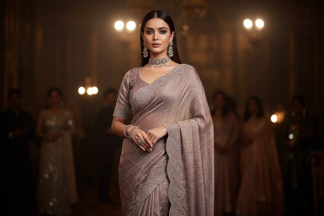 Aalaya Designer Chiffon Embroidery Silk Saree