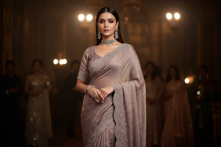 Aalaya Designer Chiffon Embroidery Silk Saree