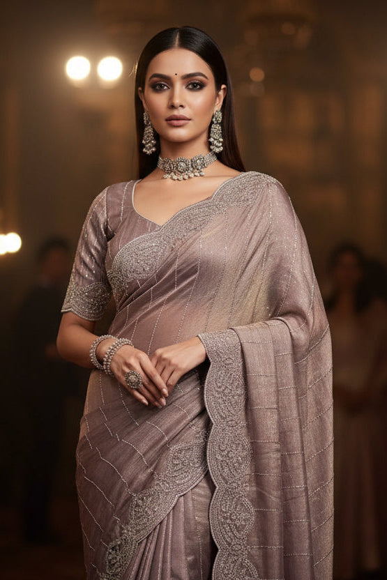 Aalaya Designer Chiffon Embroidery Silk Saree