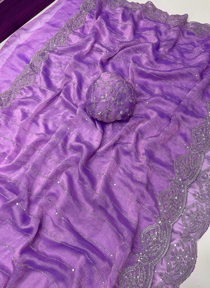 Aalaya Designer Chiffon Embroidery Silk Saree