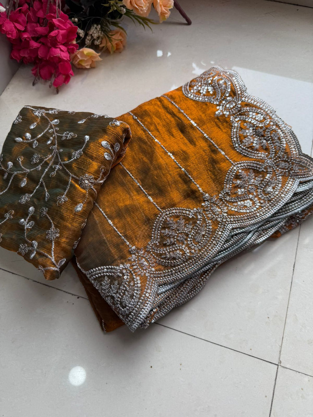 Aalaya Designer Chiffon Embroidery Silk Saree