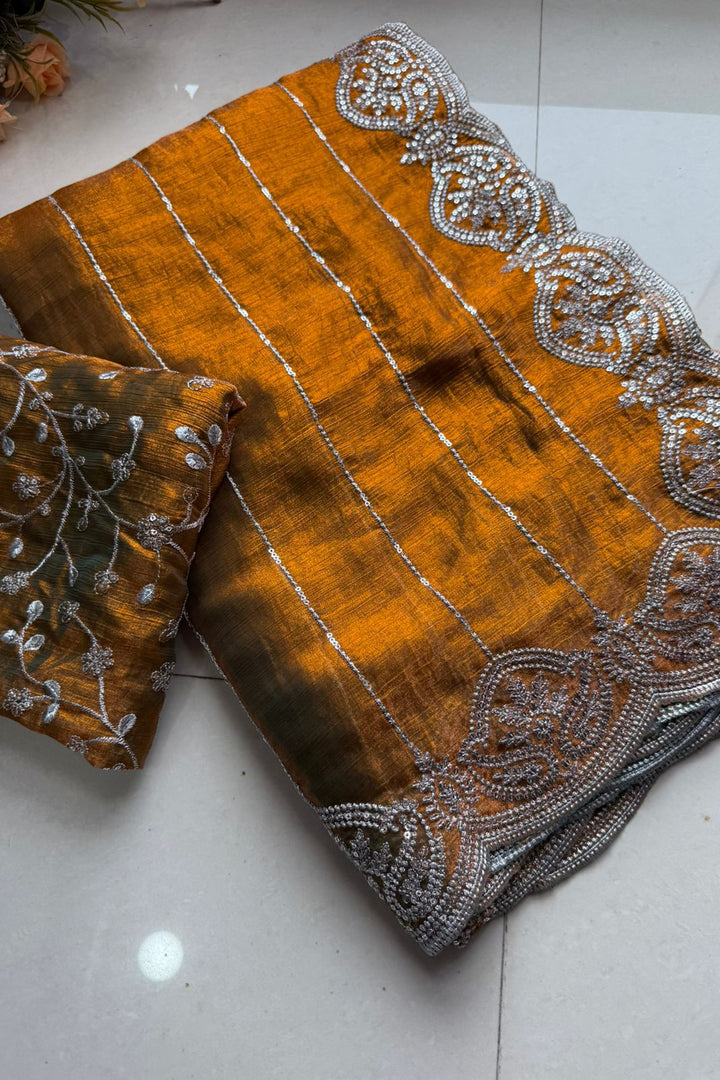 Aalaya Designer Chiffon Embroidery Silk Saree