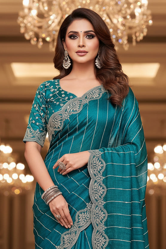 Aalaya Designer Chiffon Embroidery Silk Saree