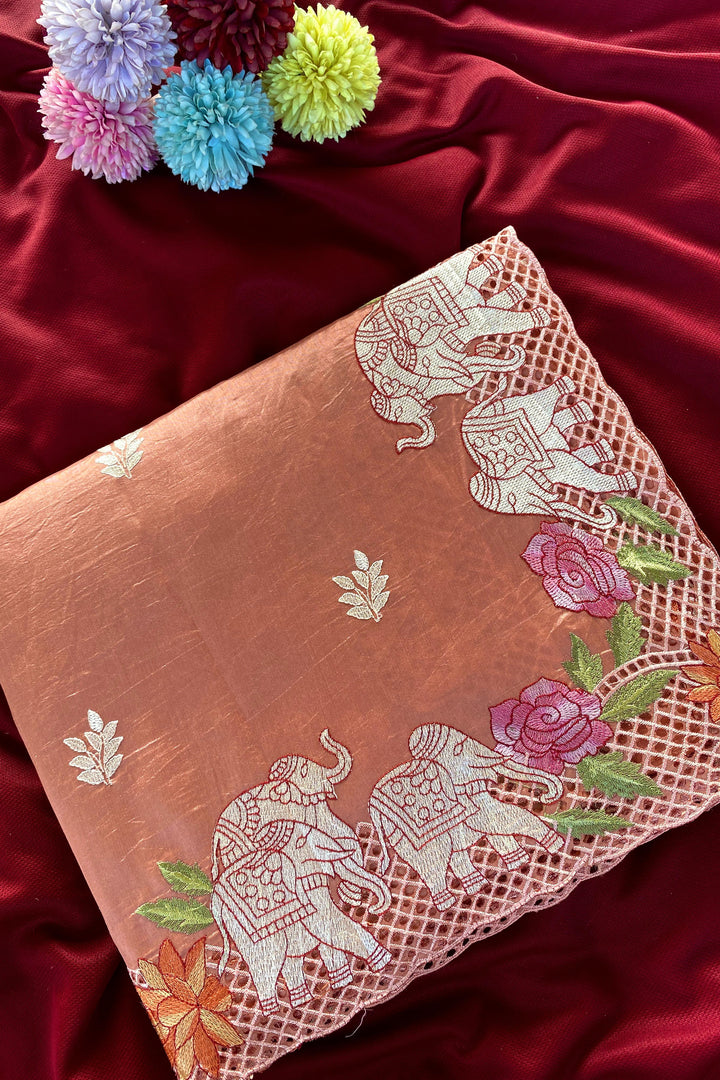 Desert Rose Fancy Tussar Silk Saree