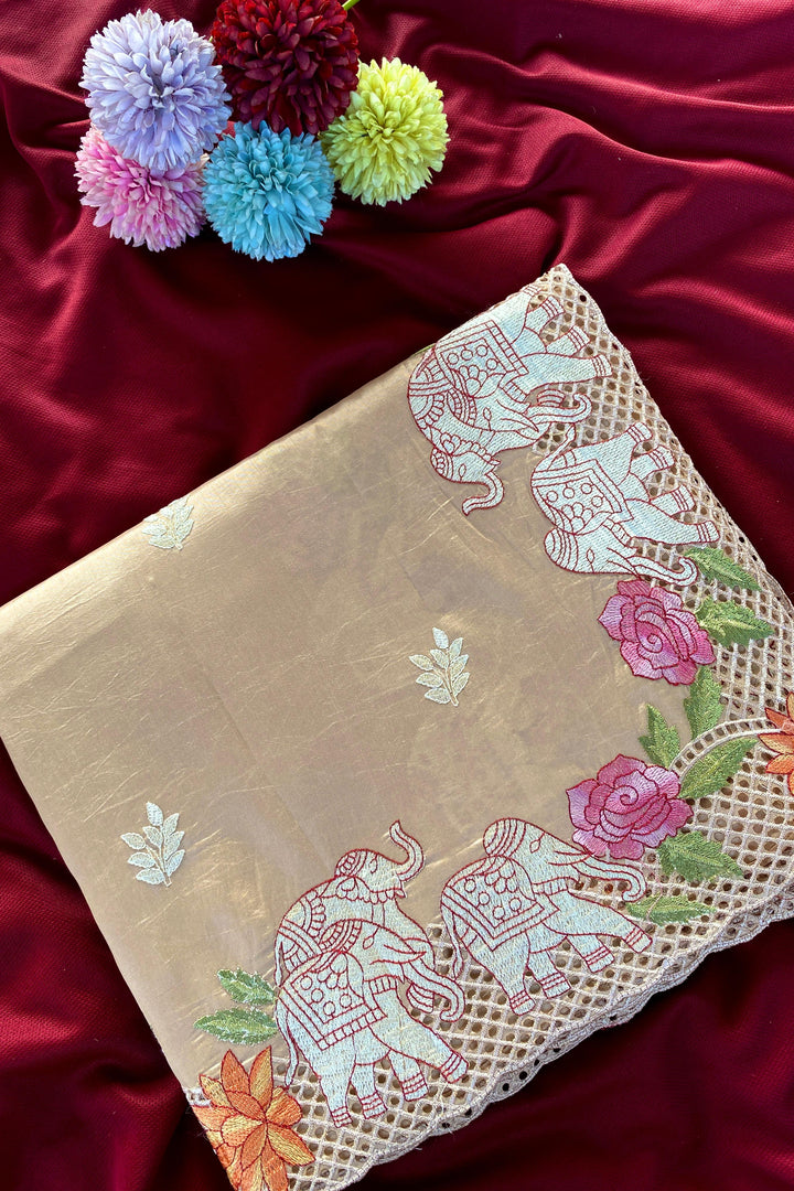 Desert Rose Fancy Tussar Silk Saree