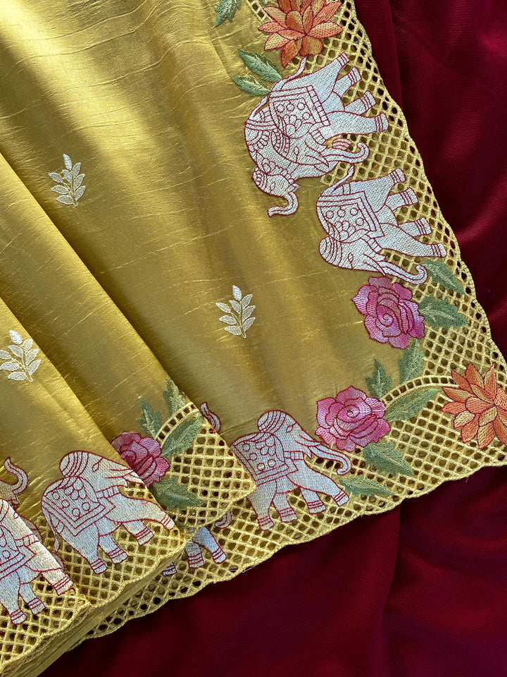 Desert Rose Fancy Tussar Silk Saree