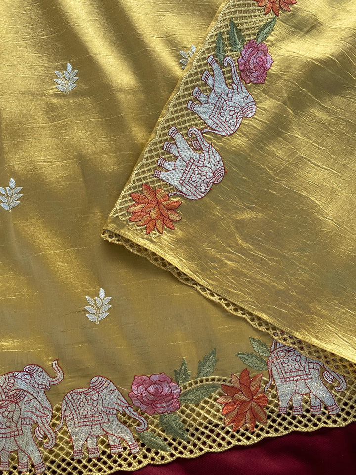 Desert Rose Fancy Tussar Silk Saree