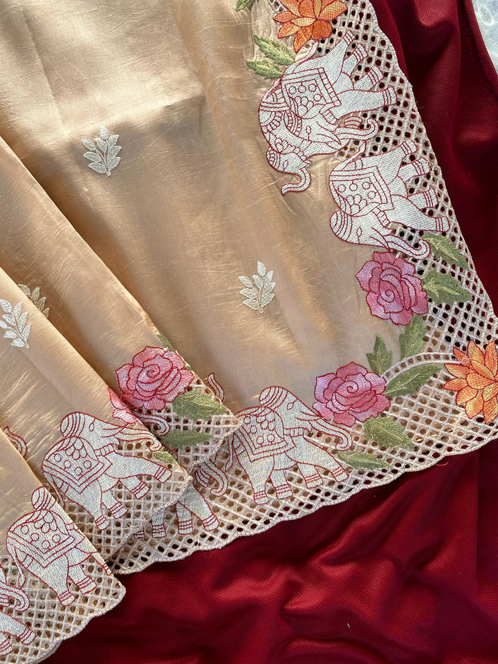 Desert Rose Fancy Tussar Silk Saree