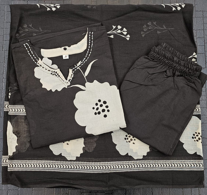 Clay Petals Cotton Kurti Set