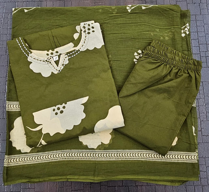 Clay Petals Cotton Kurti Set