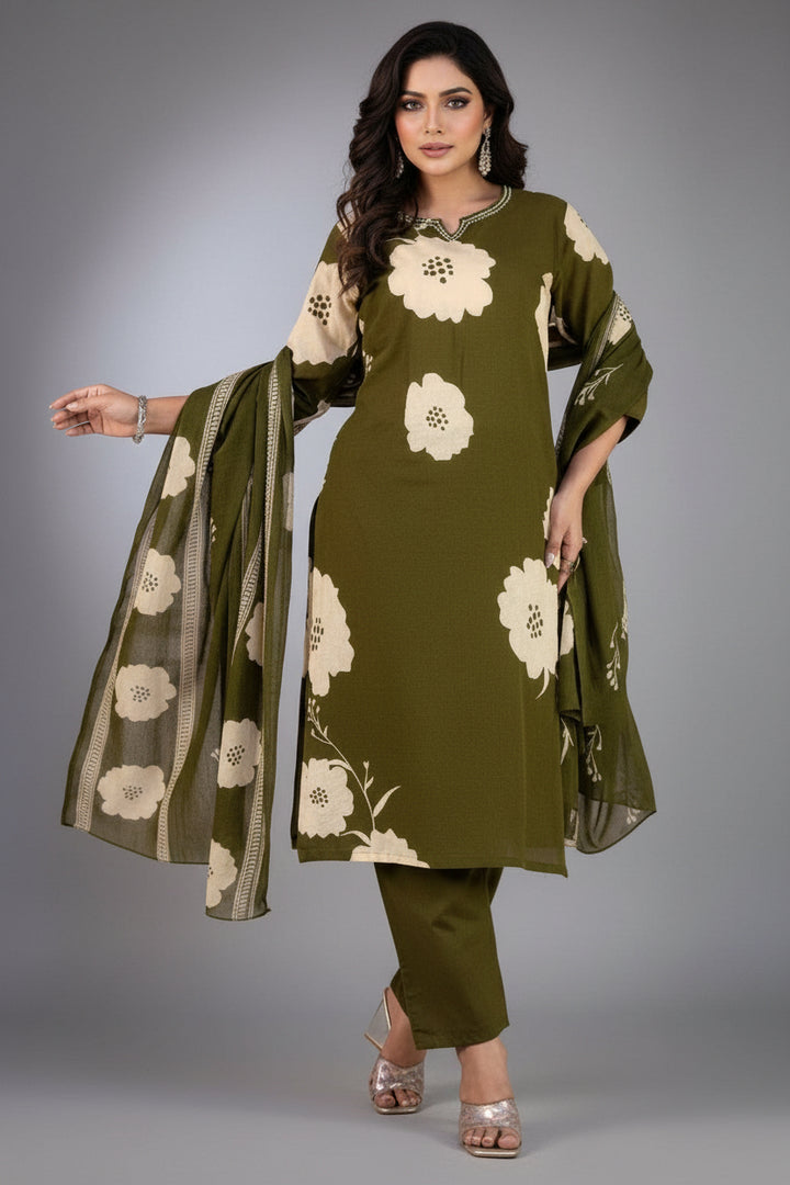 Clay Petals Cotton Kurti Set