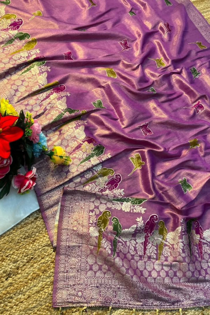 Bloom in Earth Tissue Organza Silk Saree