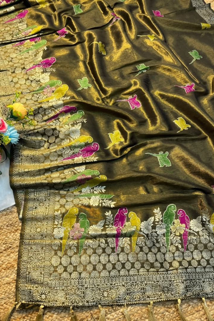 Bloom in Earth Tissue Organza Silk Saree